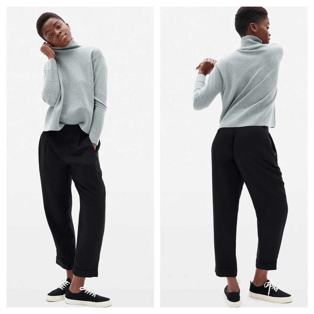 EVERLANE THE PUT TOGETHER PLEAT PANT Women's Size 0 Black Office Causal
